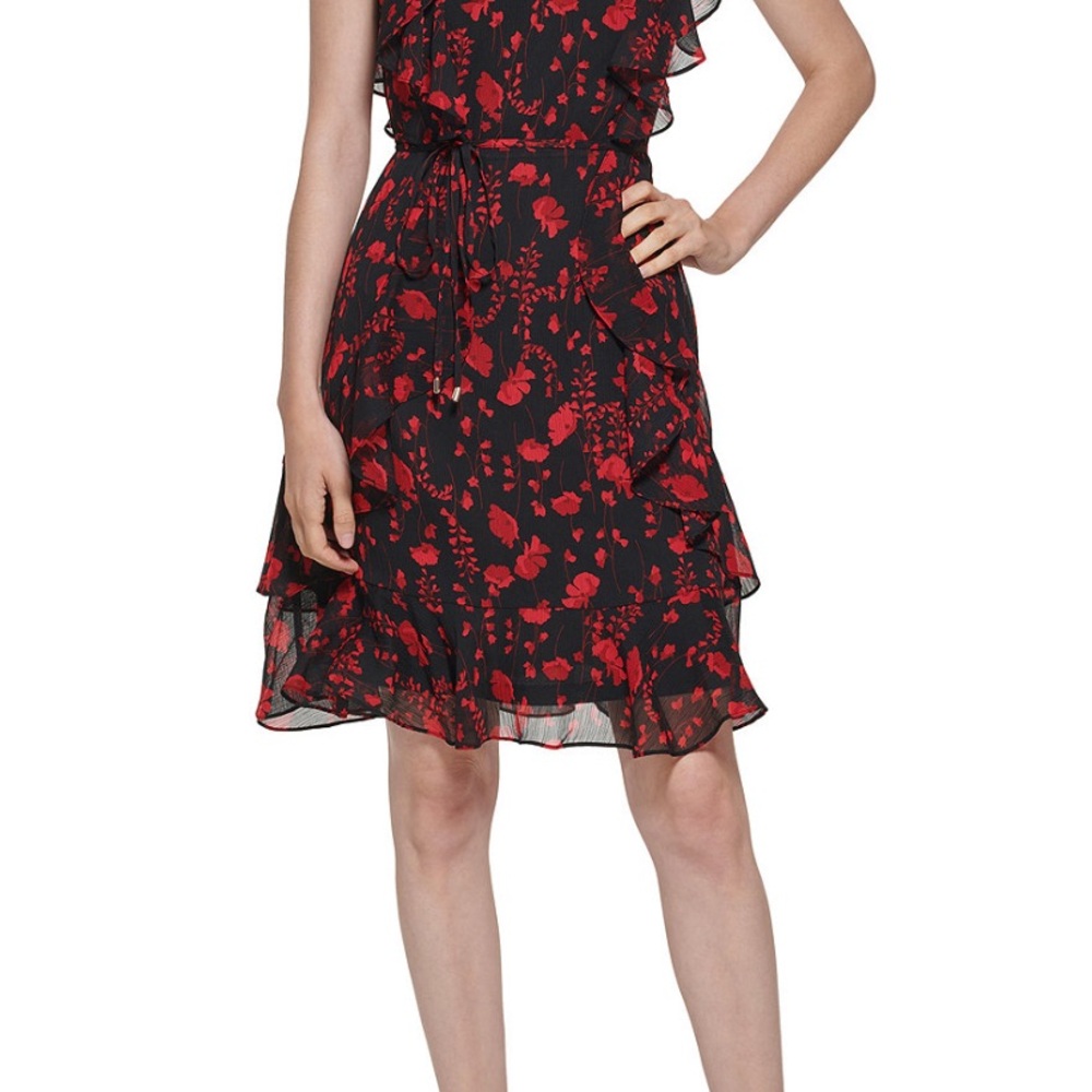 Tommy Hilfiger women's floral-print ruffled fit & flare dres